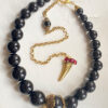 Necklace  “Lace Embrace” (Black pearls)